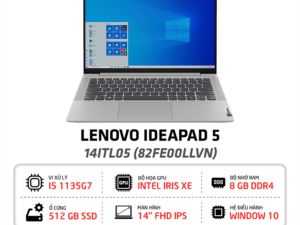 Laptop Lenovo IdeaPad 5 14ITL05 (82FE00LLVN): I5 1135G7, Intel Iris Xe Graphics, Ram 8G, SSD NVMe 512G, Win10, Led Keyboard, FingerPrint, 14.0”FHD IPS (Platinum Grey)