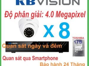 Hệ Thống 08 Camera Dome KBVISION 4.0 Megapixel.